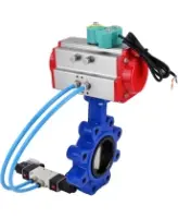 Затвор дисковый поворотный DN.ru WBV1616E-2W-Fb-H Ду100 Ру16 LUG корпус - чугун QT450, диск - чугун QT450, уплотнение - EPDM, с пневмоприводом PA-DA-083, пневмораспределителем 4V320-08 AC220V и магнитным переключателем ALS200D