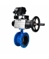 Затвор дисковый поворотный DN.ru WBV1331E-2W-F-H Ду50 Ру16 фланцевый, корпус - чугун GGG40, диск - нержавеющая сталь 304, уплотнение - EPDM, с пневмоприводом DN.ru PA-DA-105-1 и позиционером YT-1000RSN с обратной связью