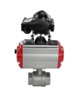 Кран шаровой DN.ru BV3232P(2pc)-FP-T-ISO-H Ду80 Ру40, полнопроходной внутренняя резьба, нержавеющая сталь SS316, уплотнение - PTFE, с пневмоприводом PA-SA-130 с возвратными пружинами, с пневмораспределителем 4M310-08 220В, с БКВ APL-410N EX