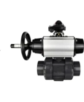 Кран шаровой DN.ru BV4242E-FP-GRM-ISO Дн50 Ру10 полнопроходной, корпус - НПВХ, шар - НПВХ, уплотнение - EPDM, с пневмоприводом PA-DA-105-1, пневмораспределителем 4M310-08 AC220V и БКВ APL-210N