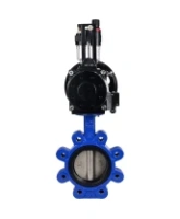 Затвор дисковый поворотный DN.ru WBV1616E-2W-Fb-H Ду125 Ру16 LUG корпус - чугун QT450, диск - чугун QT450, уплотнение - EPDM, с пневмоприводом DN.ru PA-DA-105-1, пневмораспределителем 4M310-08 AC220V и БПВ AFC2000