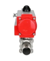 Кран шаровой DN.ru BV3232P(3pc)-FP-W-ISO-H LONG Ду32 Ру40 полнопроходной, корпус - нержавеющая сталь 316, уплотнение - PTFE, под приварку, с пневмоприводом DN.ru PA-DA-052