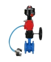 Затвор дисковый поворотный DN.ru WBV1313E-2W-F-H Ду100 Ру16 фланцевый, корпус - чугун GGG40, диск - чугун GGG40, EPDM, с пневмоприводом DN.ru PA-DA-105, пневмораспределителем 4V320-08 AC220V, БКВ APL-510N EX и ручным дублером MON1-250-T26-ISO
