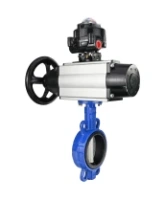 Затвор дисковый поворотный DN.ru WBV1432E-2W-Fb-H Ду150 Ру16, корпус - чугун GGG50, диск - нержавеющая сталь 316L, уплотнение - EPDM, с пневмоприводом DN.ru PA-DA-105-1 двойного действия, пневмораспределителем 4M310-08 AC220V, БКВ APL-510N-EX