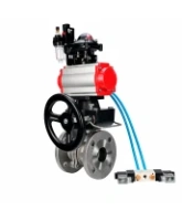 Кран шаровой DN.ru BV3232P(2pc)-FP-F-ISO-H WDVF Ду80 Ру16 полнопроходной, фланцевый, нержавеющая сталь 316, PTFE, с пневмоприводом PA-DA-105, пневмораспределителем 4V320-10 AC220V, БКВ APL-210N, БПВ AFC2000 и ручным дублером MON2-450-T28-ISO
