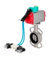 Затвор дисковый поворотный DN.ru WBV3131N-2W-Fb-H Ду65 Ру16 корпус - нержавеющая сталь 304, диск - нержавеющая сталь 304, уплотнение - NBR, с пневмоприводом PA-DA-065, пневмораспределителем 4V320-08 AC220V и магнитным переключателем ALS200D