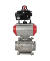 Кран шаровой DN.ru BV3232P(3pc)-FP-W-ISO-H Ду25 Ру63 SS316 полнопроходной под приварку, корпус - нержавеющая сталь с пневмоприводом DN.ru PA-DA-52 и блоком концевых выключателей APL-410N EX