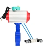 Затвор дисковый поворотный DN.ru WBV1616E-2W-Fb-H Ду50 Ру16 LUG межфланцевый, корпус - чугун QT450, диск - чугун QT450, уплотнение - EPDM, с пневмоприводом PA-SA-083, пневмораспределителем 4V320-08 AC220V и магнитным переключателем ALS200D