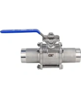 Кран шаровой DN.ru BV3232P(3pc)-FP-W-ISO-H LONG Ду80 Ру25 полнопроходной, трехсоставной, корпус - нержавеющая сталь 316, уплотнение - PTFE, под приварку, с рукояткой
