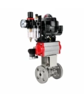 Кран шаровой DN.ru BV3131P(3pc)-FP-F-ISO-H Ду100 Ру16 полнопроходной, фланцевый, корпус - нержавеющая сталь 304, PTFE, 22х22, WDVF, с пневмоприводом PA-DA-105, пневмораспределителем 4M320-08 AC220V, БКВ APL-510N EX и БПВ AFC2000