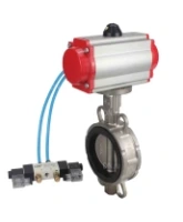 Затвор дисковый поворотный DN.ru WBV3131N-2W-Fb-H Ду65 Ру16, корпус - нержавеющая сталь 304, диск - нержавеющая сталь 304, уплотнение - NBR, с пневмоприводом DN.ru PA-SA-105 и пневмораспределителем DN.ru 4V320-08 AC220V