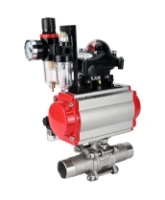 Кран шаровой DN.ru BV3232P(3pc)-FP-W-ISO-H LONG Ду32 Ру40 полнопроходной, корпус - нержавеющая сталь 316, уплотнение - PTFE, под приварку, с пневмоприводом DN.ru PA-SA-083, пневмораспределителем 4M310-08 AC220V, БКВ APL-210N и БПВ AFC2000