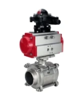 Кран шаровой DN.ru BV3232P(3pc)-FP-W-ISO-H WDVF Ду40 Ру40 полнопроходной, трехсоставной, корпус - нержавеющая сталь 316, уплотнение - PTFE, под приварку, с пневмоприводом PA-SA-105, БКВ APL-210N