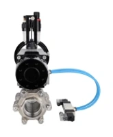 Кран шаровой DN.ru BV3232P(3pc)-FP-SW-ISO-H Ду100 Ру63 полнопроходной, корпус - нержавеющая сталь SS316, под приварку, с пневмоприводом PA-DA-105-1, пневмораспределителем 4V320-08 AC220V, БПВ AFC2000