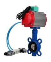 Затвор дисковый поворотный DN.ru WBV1413E-2W-Fb-H Ду40 Ру16, корпус - чугун GGG50, диск - чугун GGG40, уплотнение - EPDM, с пневмоприводом PA-SA-083, пневмораспределителем 4V320-08 AC220V и магнитным переключателем ALS200D