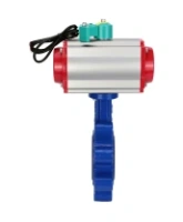 Затвор дисковый поворотный DN.ru WBV1631E-2W-Fb-H Ду100 Ру16 LUG корпус - чугун QT450, диск - нержавеющая сталь 304, уплотнение - EPDM, с пневмоприводом PA-DA-083, пневмораспределителем 4M310-08 AC220V и магнитным переключателем ALS200D