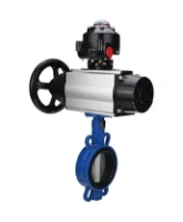 Затвор дисковый поворотный DN.ru WBV1432E-2W-Fb-H Ду150 Ру16, корпус - чугун GGG50, диск - нержавеющая сталь 316L, уплотнение - EPDM, с пневмоприводом DN.ru PA-DA-105-1 двойного действия, с БКВ APL-510N-EX