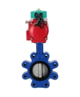 Затвор дисковый поворотный DN.ru WBV1631E-2W-Fb-H Ду100 Ру16 LUG корпус - чугун QT450, диск - нержавеющая сталь 304, уплотнение - EPDM, с пневмоприводом PA-DA-083 и магнитным переключателем ALS200D