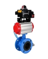 Затвор дисковый поворотный DN.ru WBV1313E-2W-F-H Ду100 Ру16 фланцевый, корпус - чугун GGG40, диск - чугун GGG40, уплотнение - EPDM, с пневмоприводом DN.ru PA-DA-105, пневмораспределителем DN.ru 4V320-08 AC220V и БКВ DN.ru APL-410N EX
