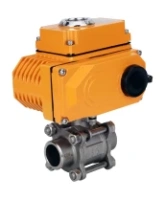 Кран шаровой DN.ru BV3232P(3pc)-FP-W-ISO-H WDVF Ду20 Ру63 полнопроходной, трехсоставной, корпус - нержавеющая сталь 316, уплотнение - PTFE, под приварку, с 1/4-оборотным электроприводом DN.ru QT-N-003EM-O1-220VAC-У1