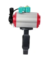Затвор дисковый поворотный DN.ru WBV4242E-2W-Fb-ISO Дн80 Ру10 межфланцевый, корпус - НПВХ, диск - НПВХ, уплотнение - EPDM, с пневмоприводом PA-SA-083, пневмораспределителем 4M310-08 AC220V и магнитным переключателем ALS200D