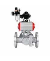 Кран шаровой DN.ru BV3232P(2pc)-FP-3WL-F-ISO-H Ду80 Ру16 HYMT трехходовой L-тип, полнопроходной, фланцевый, корпус - нержавеющая сталь AISI316, с пневмоприводом PA-SA-130, пневмораспределителем 4M320-08 AC220V, БКВ APL-210N и БПВ AFC2000