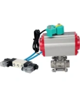 Кран шаровой DN.ru BV3232P(3pc)-FP-W-ISO-H Ду25 Ру63 полнопроходной, корпус - нержавеющая сталь 316, уплотнение - PTFE, под приварку, с пневмоприводом PA-DA-052, пневмораспределителем 4V320-08 AC220V и магнитным переключателем ALS200D