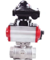 Кран шаровой DN.ru BV3232P(4pc)-SP-3WL-T-ISO-H Ду40 Ру63 стандартнопроходной трехходовой L-тип, нерж. сталь SS316, внутренняя резьба, уплотнение - PTFE, пн.приводом PA-DA-065, пн.распределителем 4M310-08 AC220V и БКВ APL-210N