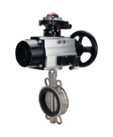 Затвор дисковый поворотный DN.ru WBV3232E-2W-Fb-H Ду150 Ру16, корпус - нержавеющая сталь 316L, диск - нержавеющая сталь 316L, уплотнение - EPDM, с пневмоприводом PA-DA-105-1 двойного действия, пневмораспределителем 4M310-08 AC220V, БКВ APL-210N