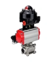 Кран шаровой DN.ru BV3232P(3pc)-FP-W-ISO-H Ду25 Ру63 полнопроходной двухходовой, нержавеющая сталь SS316, под приварку, уплотнение - PTFE, с пн.приводом DN.ru PA-DA-052 пн.распределителем 4M310-08 AC220V и БКВ APL-510N-EX