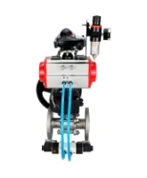 Кран шаровой DN.ru BV3131P(3pc)-FP-F-ISO-H Ду15 Ру40, фланцевый, полнопроходной, трехсоставной, нерж. сталь SS304, PTFE, с пневмоприводом PA-DA-052, с пневмораспределителем 4V320-10 AC220V, БКВ APL-210N, ручным дублером MON1-250-T26-ISO, БПВ AFC2000