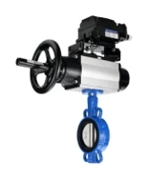 Затвор дисковый поворотный DN.ru WBV1432E-2W-Fb-H Ду150 Ру16, корпус - чугун GGG50, диск - нержавеющая сталь 316L, уплотнение - EPDM, с пневмоприводом DN.ru PA-DA-105-1 и с электропневматическим поворотным позиционером YT-1000RSN без обратной связи