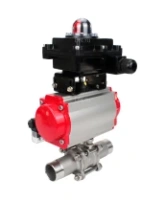 Кран шаровой DN.ru BV3232P(3pc)-FP-W-ISO-H LONG Ду32 Ру40 полнопроходной, корпус - нержавеющая сталь 316, уплотнение - PTFE, под приварку, с пневмоприводом DN.ru PA-SA-083, пневмораспределителем 4M310-08 AC220V и БКВ APL-410N EX