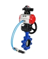 Затвор дисковый поворотный DN.ru WBV1631E-2W-Fb-H Ду125 Ру16 LUG корпус - чугун QT450, диск - нержавеющая сталь 304, уплотнение - EPDM, с пневмоприводом DN.ru PA-DA-105, пневмораспределителем 4V320-08 AC220V, БКВ APL-210N и редуктором MON3-700-T38-ISO