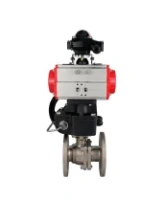 Кран шаровой DN.ru BV3232P(2pc)-FP-F-ISO-H Ду50 Ру40 полнопроходной двухходовой, нержавеющая сталь 316, фланцевый, уплотнение - PTFE, с пневмоприводом PA-DA-083, ручным дублером MON2-450-T28-ISO и БКВ APL-210N