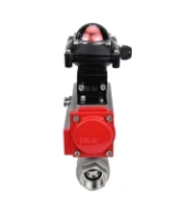 Кран шаровой DN.ru BV3232P(2pc)-FP-T-ISO-H 3“ Ду80 Ру40 полнопроходной двухходовой, нержавеющая сталь SS316, внутренняя резьба, уплотнение - PTFE, с пневмоприводом с возвратными пружинами DN.ru PA-SA-130 и БКВ APL-410N EX