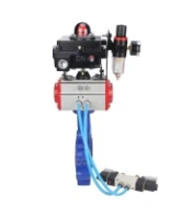 Затвор дисковый поворотный DN.ru WBV1631E-2W-Fb-H Ду100 Ру16 LUG корпус - чугун QT450, диск - нержавеющая сталь 304, уплотнение - EPDM, с пневмоприводом DN.ru PA-DA-083, пневмораспределителем 4V320-08 AC220V, БКВ APL-410N EX и БПВ AFC2000