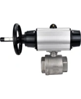 Кран шаровой DN.ru BV3232P(2pc)-FP-T-ISO-H Ду100 Ру40 полнопроходной двухходовой, нержавеющая сталь SS316, внутренняя резьба, уплотнение - PTFE, с пневмоприводом PA-DA-105-1 двойного действия, с пневмораспределителем 4M310-08 AC220V