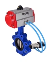 Затвор дисковый поворотный DN.ru WBV1616E-2W-Fb-H Ду100 Ру16 LUG корпус - чугун QT450, диск - чугун QT450, уплотнение - EPDM, с пневмоприводом DN.ru PA-DA-083 и пневмораспределителем 4V320-08 AC220V