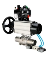 Кран шаровой DN.ru BV3232P(3pc)-FP-W-ISO-H LONG Ду80 Ру25, полнопроходной, трехсоставной, нержавеющая сталь 316, уплотнение - PTFE, под приварку, с пневмоприводом PA-DA-105-1, с пневмораспределителем 4V320-08 AC220V, БКВ APL-510N Ex, БПВ AFC2000