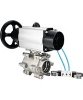 Кран шаровой DN.ru BV3232P(3pc)-FP-SW-ISO-H Ду100 Ру63 полнопроходной, корпус - нержавеющая сталь SS316, под приварку, с пневмоприводом PA-DA-105-1, пневмораспределителем 4V320-08 AC220V