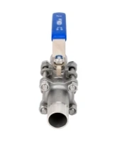 Кран шаровой DN.ru BV3232P(3pc)-FP-W-H LONG Ду125 Ру16 полнопроходной, трехсоставной, корпус - нержавеющая сталь SS316, уплотнение - PTFE, под приварку, с рукояткой