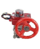 Кран шаровой DN.ru BV3232P(3pc)-FP-W-ISO-H Ду25 Ру63 полнопроходной двухходовой, нержавеющая сталь SS316, под приварку, уплотнение - PTFE, с ISO фланцем и редуктором DN.ru HGBF RQN1-180Z с индикатором положения и датчиком обратной связи