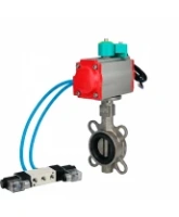 Затвор дисковый поворотный DN.ru WBV3232V-2W-Fb-H Ду50 Ру16, корпус - нержавеющая сталь 316L, диск - нержавеющая сталь 316L, уплотнение - VITON, с пневмоприводом PA-SA-083, пневмораспределителем 4V320-08 AC220V и магнитным переключателем ALS200D