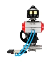 Кран шаровой DN.ru BV3232P(3pc)-FP-W-ISO-H LONG Ду50 Ру40 полнопроход., корпус - нерж.сталь 316, уплотнение - PTFE, под приварку, с пн.приводом PA-DA-083, пн.распределителем 4V320-08 AC220V, редуктором MON2-450-T28-ISO и БКВ APL-510N EX