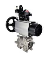 Кран шаровой DN.ru BV3232P(3pc)-FP-SW-ISO-H Ду100 Ру63 полнопроходной, корпус - нержавеющая сталь SS316, под приварку, с пневмоприводом PA-DA-105-1, пневмораспределителем 4M310-08 DC24V, БКВ APL-210N, БПВ AFC2000