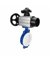 Затвор дисковый поворотный DN.ru WBV3434Pf-2W-Fb-R Ду200 Ру16, корпус - углеродистая сталь WCB, диск - углеродистая сталь WCB, футерованный PTFE, уплотнение - PTFE, с пневмоприводом PA-DA-105-1, пневмораспределителем 4M310-08 AC220V и БКВ APL-210N
