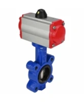 Затвор дисковый поворотный DN.ru WBV1616E-2W-Fb-H Ду100 Ру16 LUG корпус - чугун QT450, диск - чугун QT450, уплотнение - EPDM, с пневмоприводом DN.ru PA-DA-083 и пневмораспределителем 4M310-08 AC220V