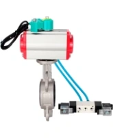 Затвор дисковый поворотный DN.ru WBV3131N-2W-Fb-H Ду65 Ру16 корпус - нержавеющая сталь 304, диск - нержавеющая сталь 304, уплотнение - NBR, с пневмоприводом PA-DA-065, пневмораспределителем 4V320-08 AC220V и магнитным переключателем ALS200D