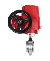 Затвор дисковый поворотный DN.ru WBV3131E-2W-W-H Ду15 Ру10 под приварку, корпус - пищевая нержавеющая сталь 304, уплотнение - EPDM, с электроприводом QT-EX-005M-O2-220VAC-У1 с моментной муфтой и штурвалом